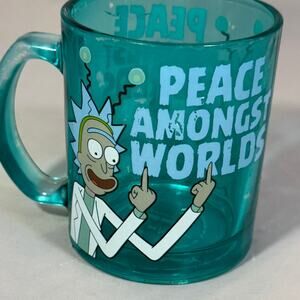 Rick and Morty Adult Swim Glass Mug Peace Amongst Worlds 2018 Green